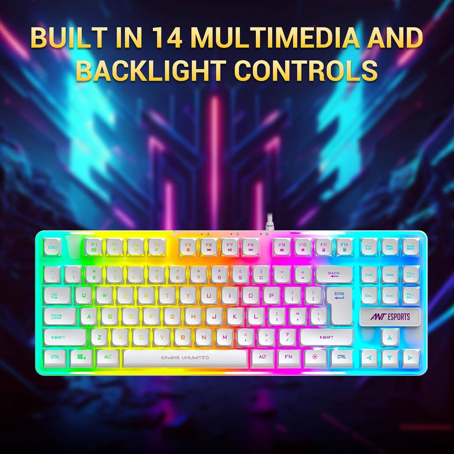Ant Esports MK700 V2 TKL White Gaming Keyboard - Image 2