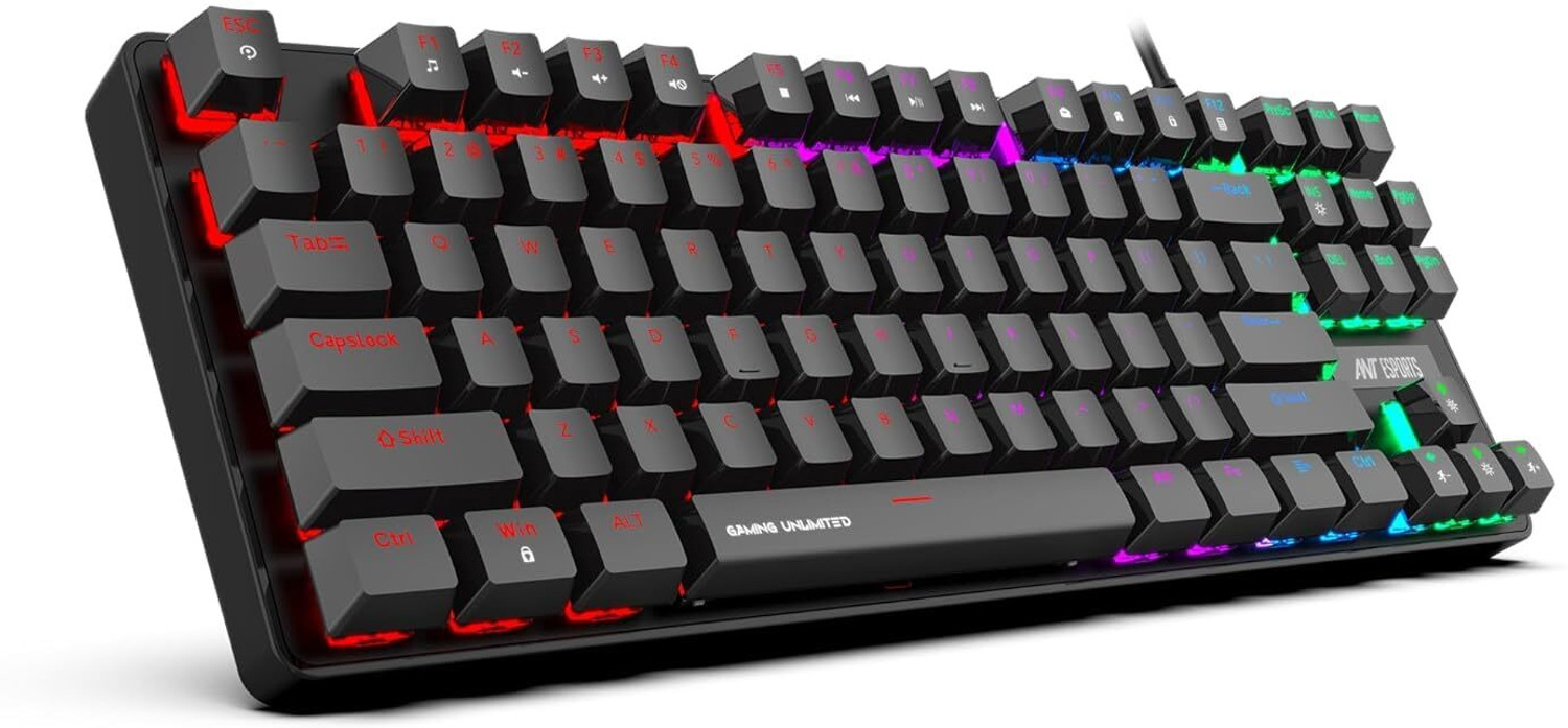 Image of Antesports MK1000 TKL Mechanical Gaming Keyboard Multicolor LED Backlit Wired -Black with Outemu Blue Switch