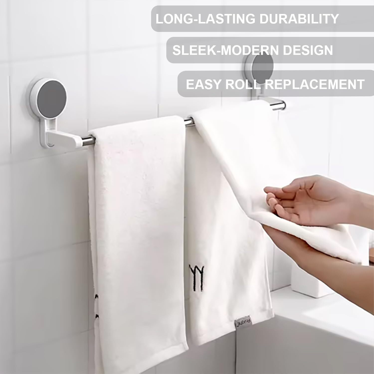 Image of BARADI Abs Towel Holder With Self Adhesive Sticker White Towel Holder (ABS)