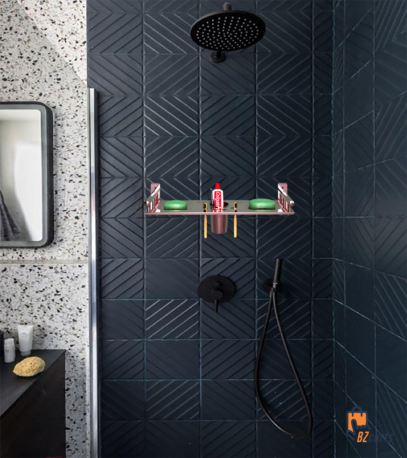 Image of Bzcarts by Bzcarts S.S. 304 Rose Gold Bathroom Stand | Bathroom Hanger | Bathroom Accessories Rose Gold Towel Holder