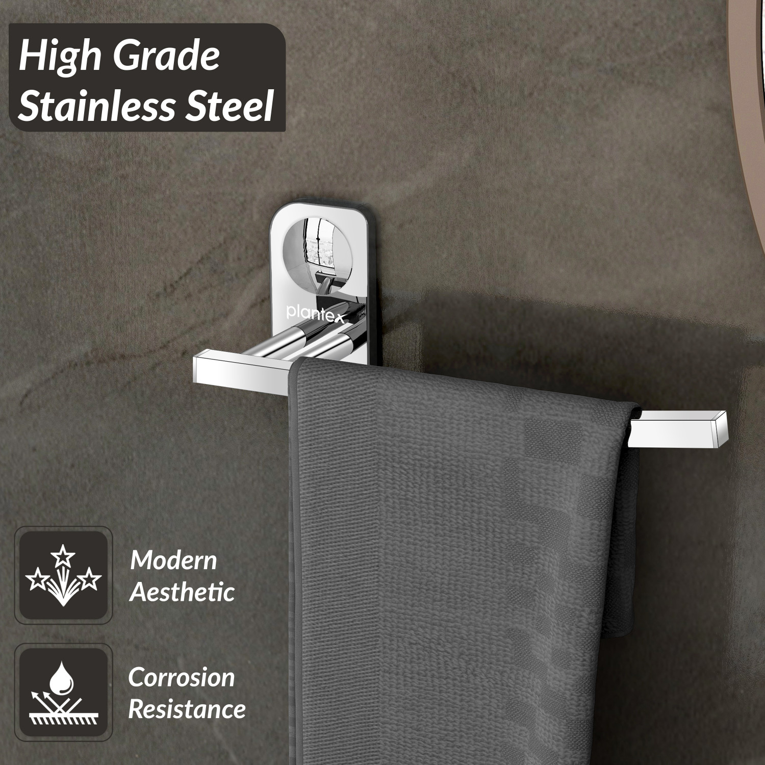 Image of Plantex Dream Napkin Ring /Towel Ring /Napkin Holder /Towel Hanger /Bathroom Accessories Silver Towel Holder