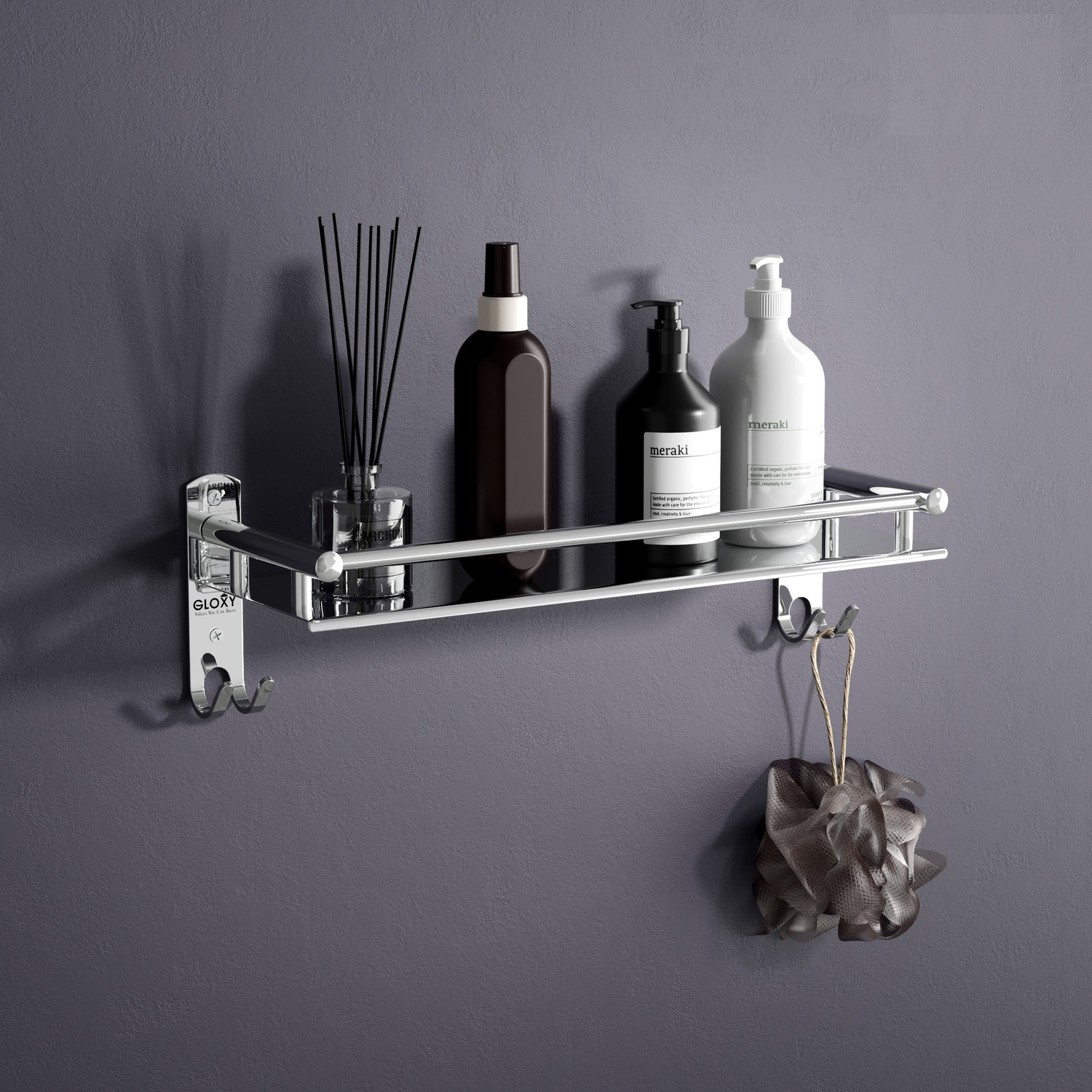 Image of GLOXY by GLOXY Multi use Rack Bathroom Shelf /Kitchen Shelf /Bathroom Accessories Silver Towel Holder