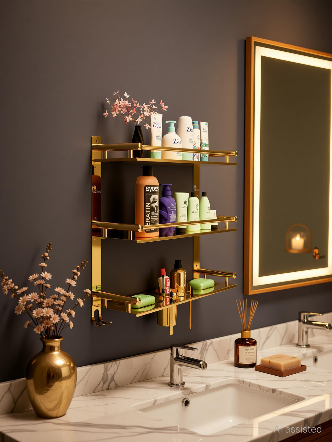 Image of Bzcarts by Bzcarts S.S. 304 Gold Bathroom Stand | Bathroom Hanger | Bathroom Accessories Gold Towel Holder