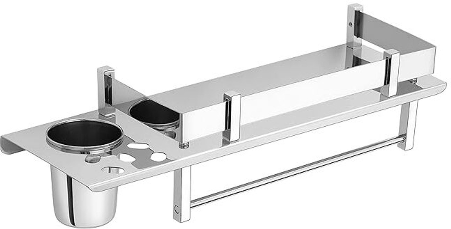Image of Pillu by Pillu Bath Fitting Multi use Rack Bathroom Shelf /Kitchen Shelf /Bathroom Accessories silver Towel Holder