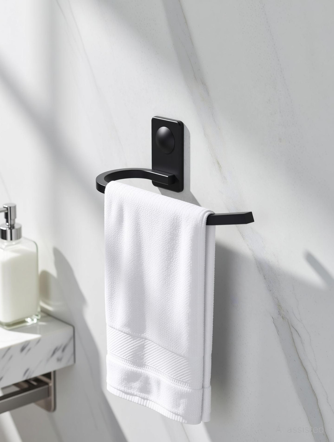 Image of Impulse by Plantex Metro Stainless Steel Napkin Ring /Towel Ring /Napkin Holder /Bathroom Accessories Black Towel Holder (Stainless Steel)