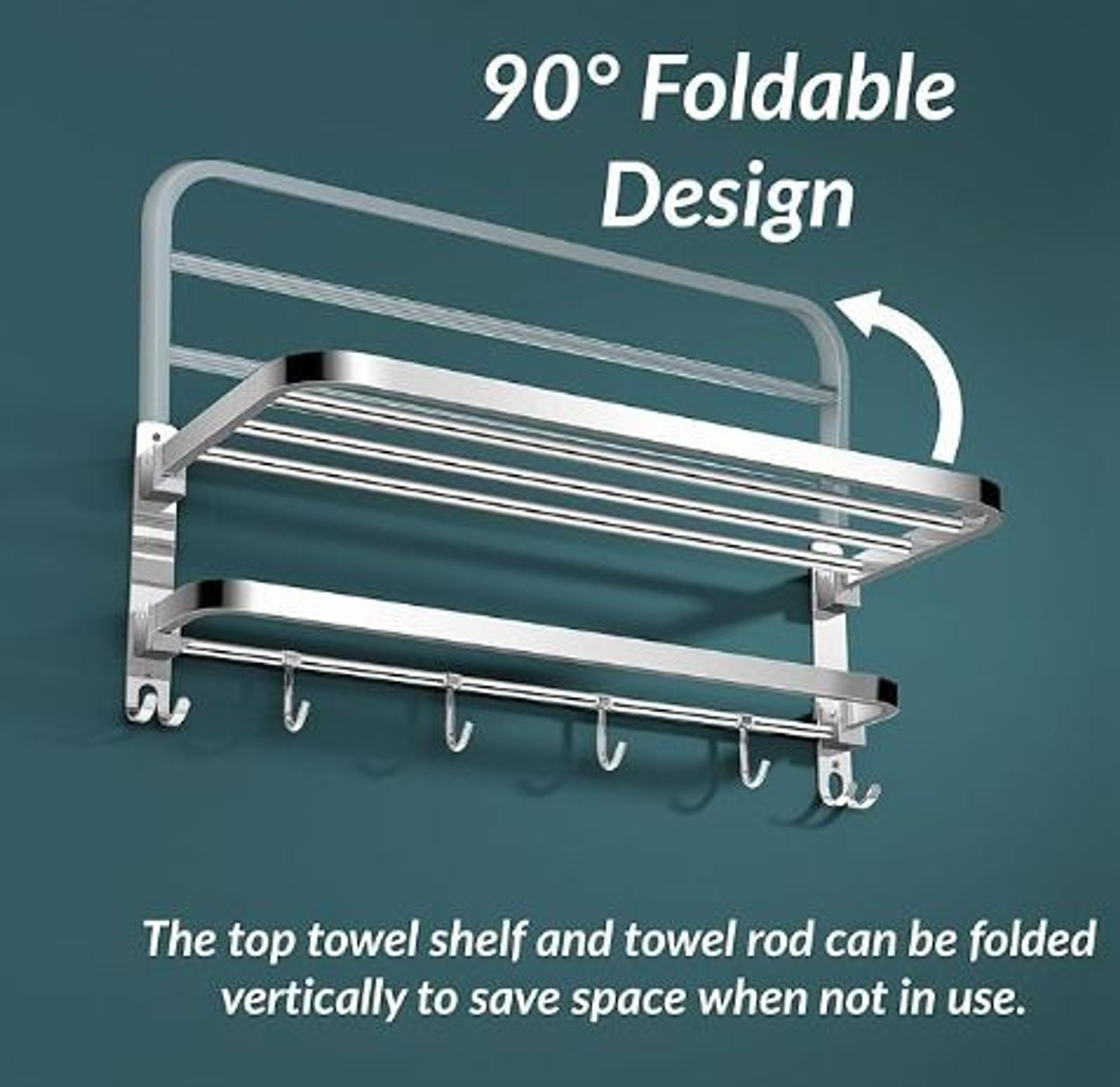 Image of Pinkwhale by Suzi New 24 Inches Stainless Steel Folding Towel Rack for Bathroom Towel Stand Hanger suzi, SILVER Towel Holder