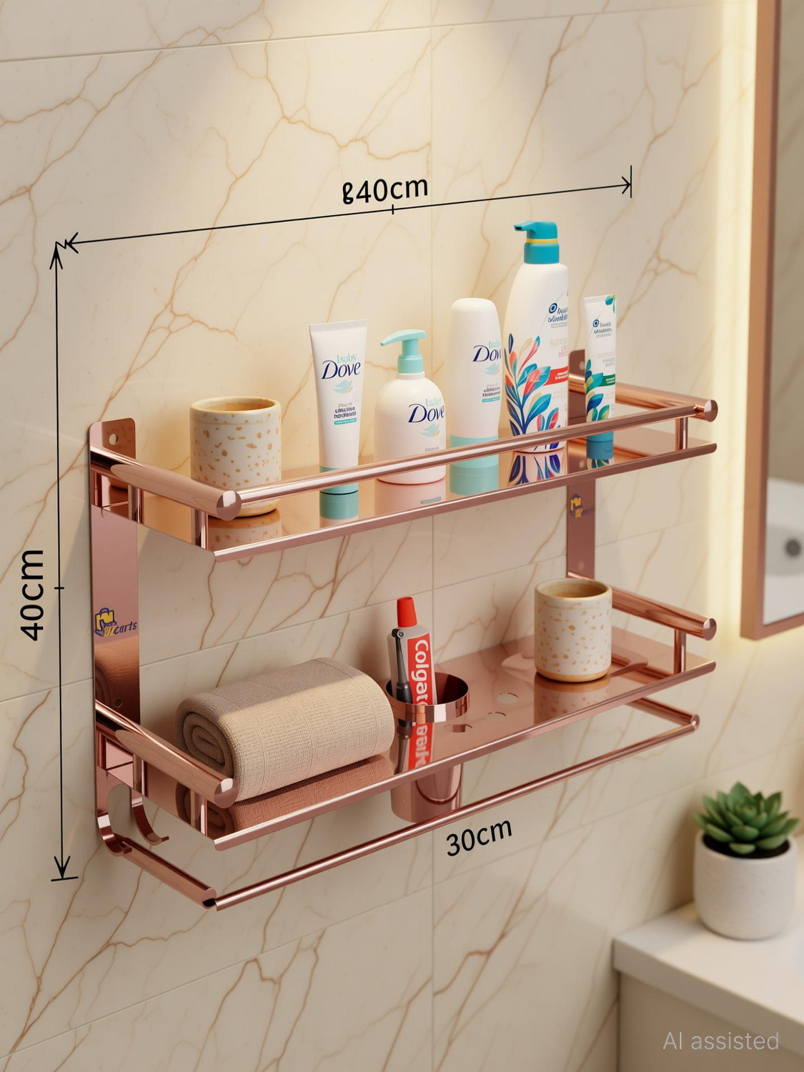Image of Bzcarts by Bzcarts S.S. 304 Rose Gold Bathroom Stand / Bathroom Towel Hanger / Bathroom Accessories Rose Gold Towel Holder