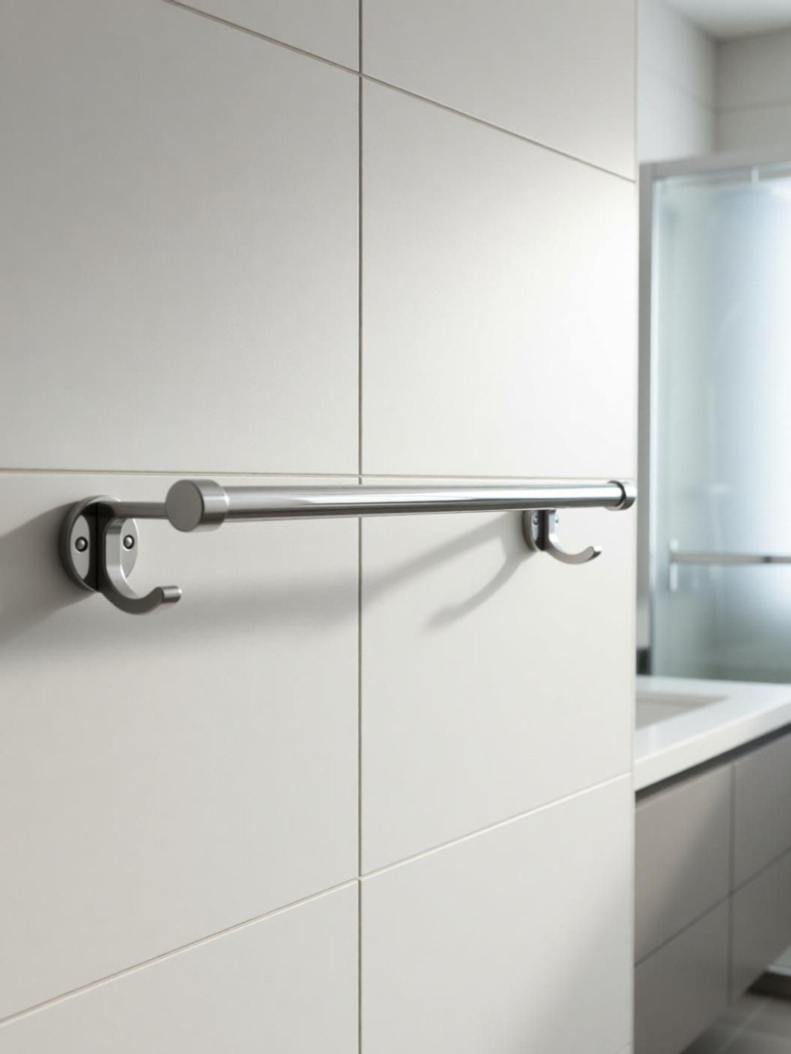 Image of APERSON Towel-Rod-Holder (24 Inch - Chrome Finish) Silver Towel Holder