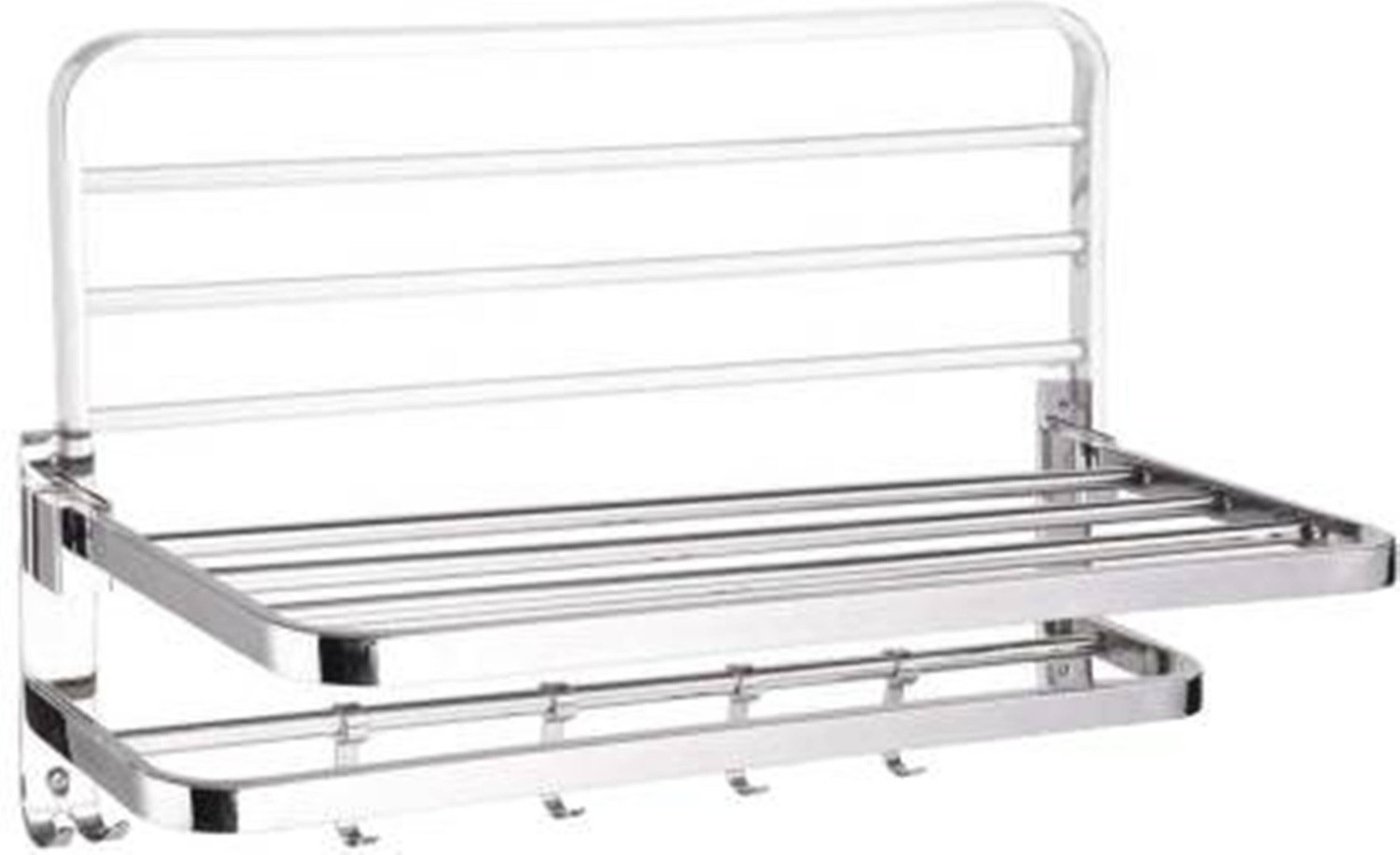 Image of ADONZ 304 Stainless Steel Dual Folding Towel Rack for Bathroom and Kitchen Silver Towel Holder