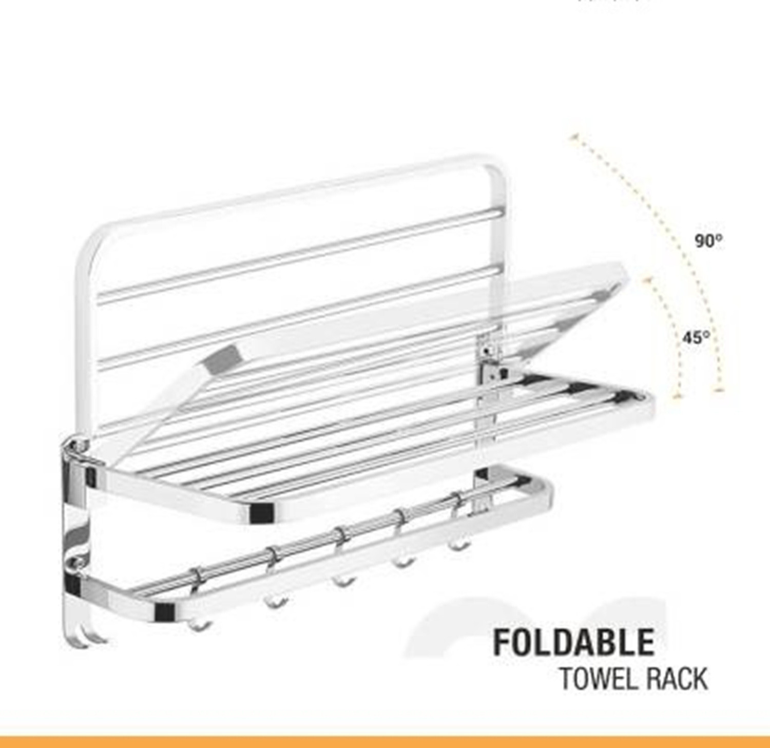 Image of ADONZ 304 Stainless Steel Dual Folding Towel Rack for Bathroom and Kitchen Silver Towel Holder