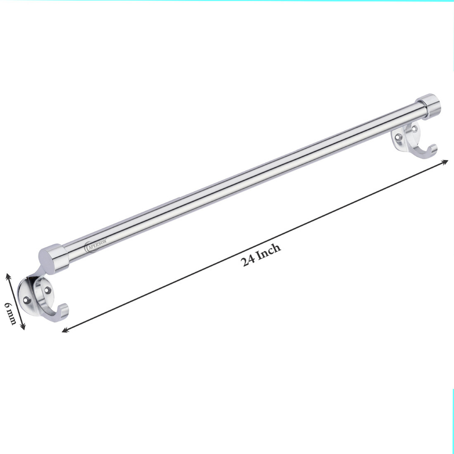 Image of APERSON by APERSON Towel-Rod-Holder (24 Inch Pack of 3- Chrome Finish) Silver Transparent Towel Holder