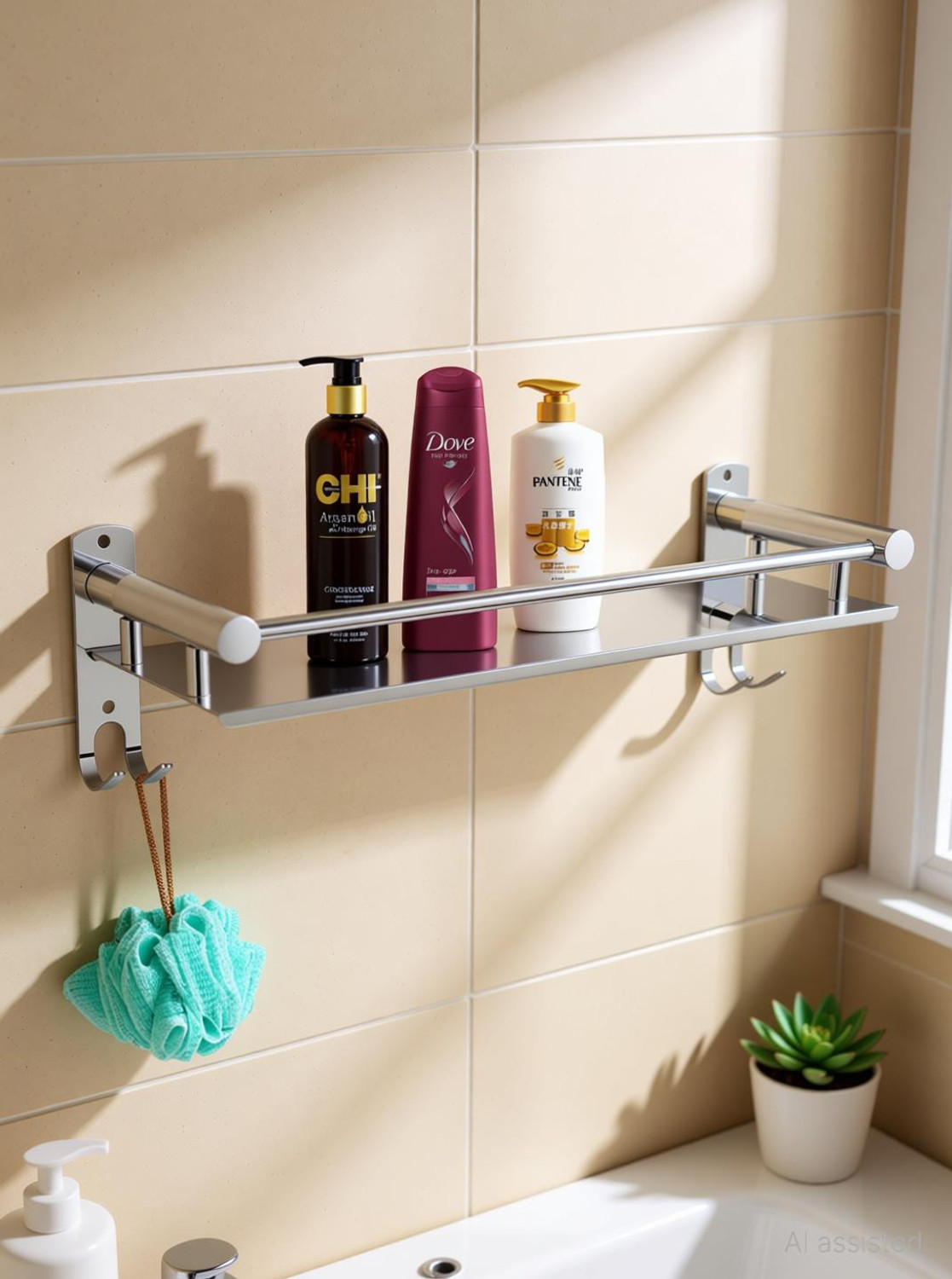 Image of GLOXY by GLOXY Multi use Rack Bathroom Shelf /Kitchen Shelf /Bathroom Accessories Silver Towel Holder