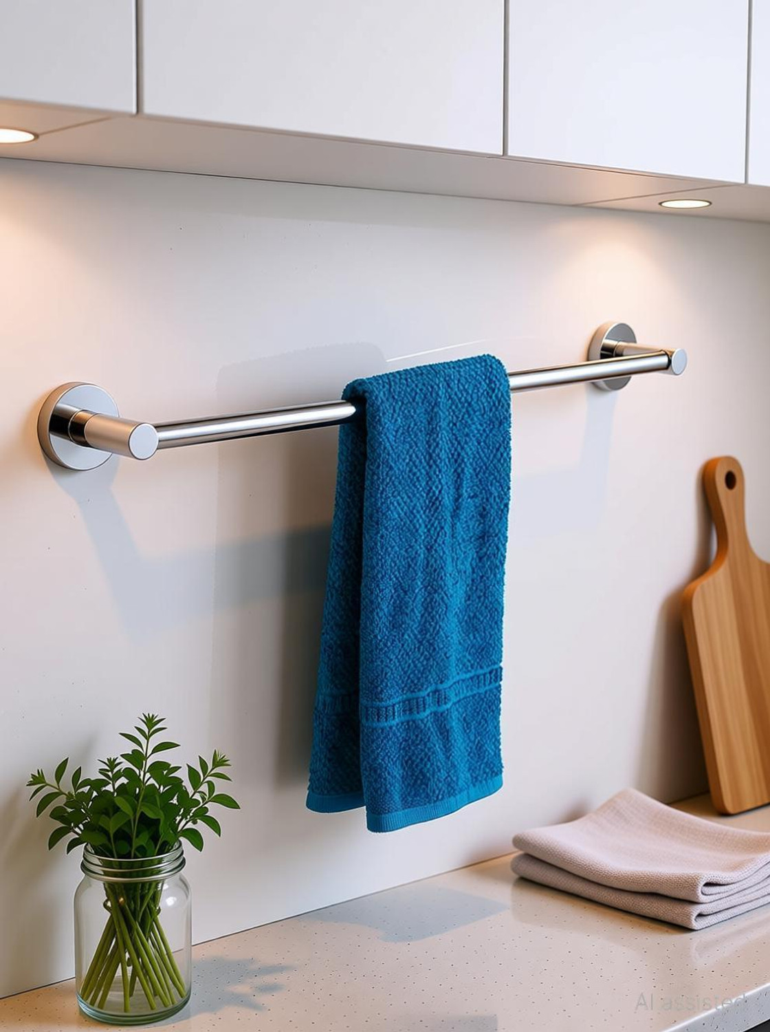 Image of Frap Heavy Round Towel Bar /Towel Holder /Towel Stand /Towel Hanger 24 inch Longer for Kitchen and Bathroom Use Silver, Steel Towel Holder
