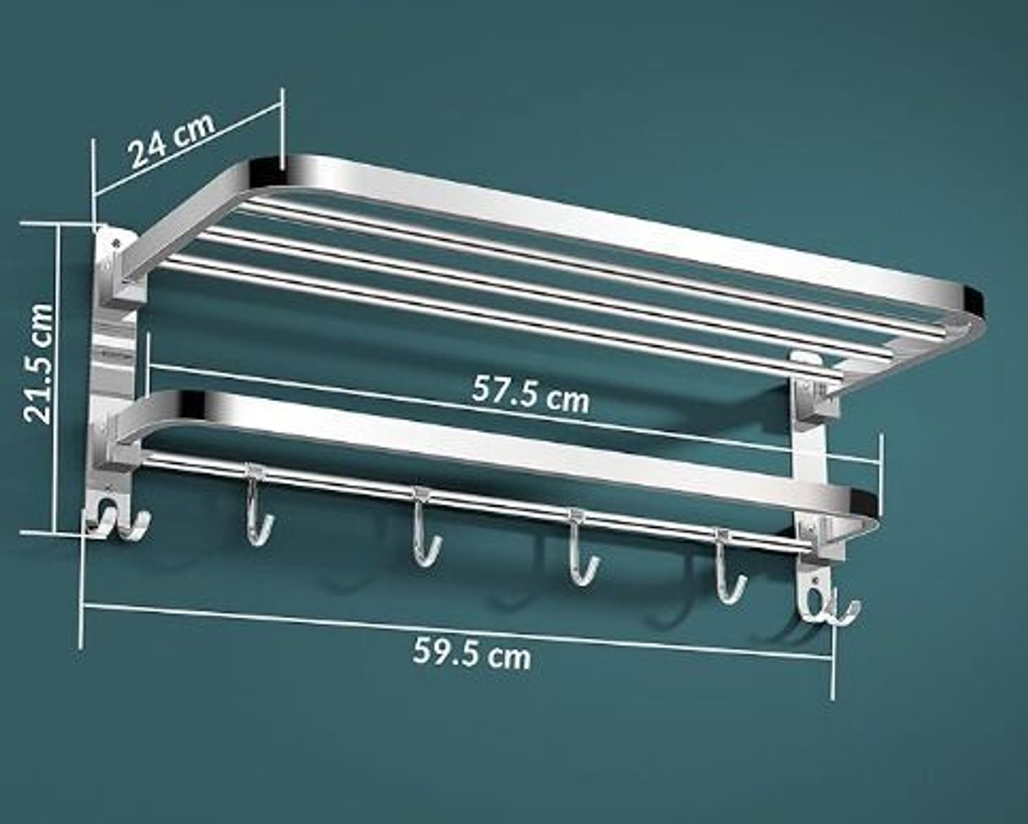 Image of Pinkwhale by Suzi New 24 Inches Stainless Steel Folding Towel Rack for Bathroom Towel Stand Hanger suzi, SILVER Towel Holder
