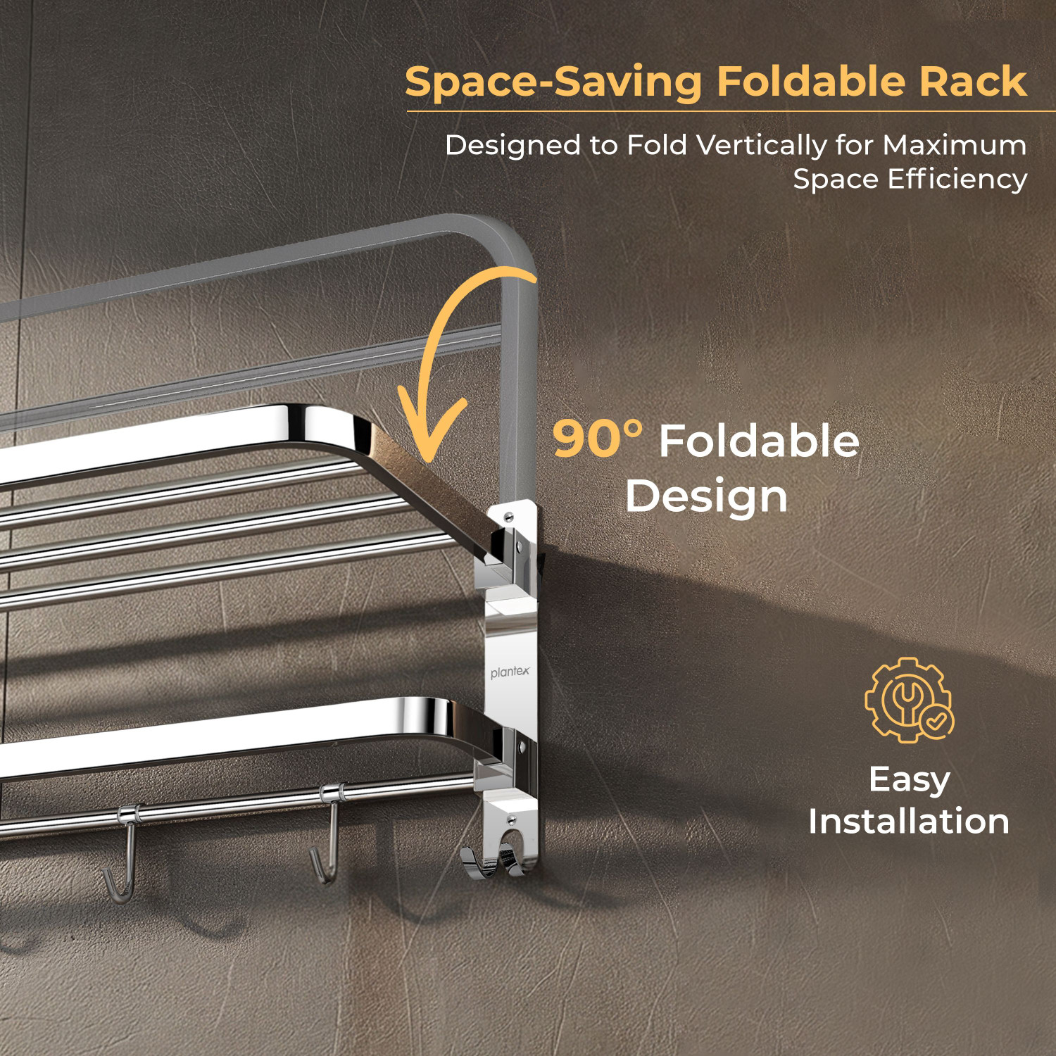 Image of Plantex Towel Rack for Bathroom /Towel Bar /24Inch Towel Holder with Towel Rod /Towel Stand Silver Towel Holder