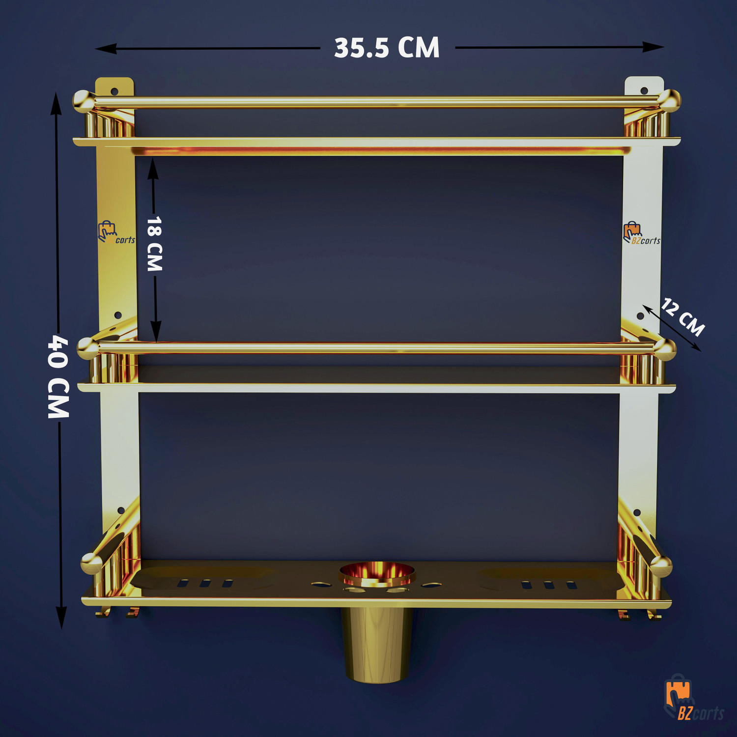 Image of Bzcarts by Bzcarts S.S. 304 Gold Bathroom Stand | Bathroom Hanger | Bathroom Accessories Gold Towel Holder