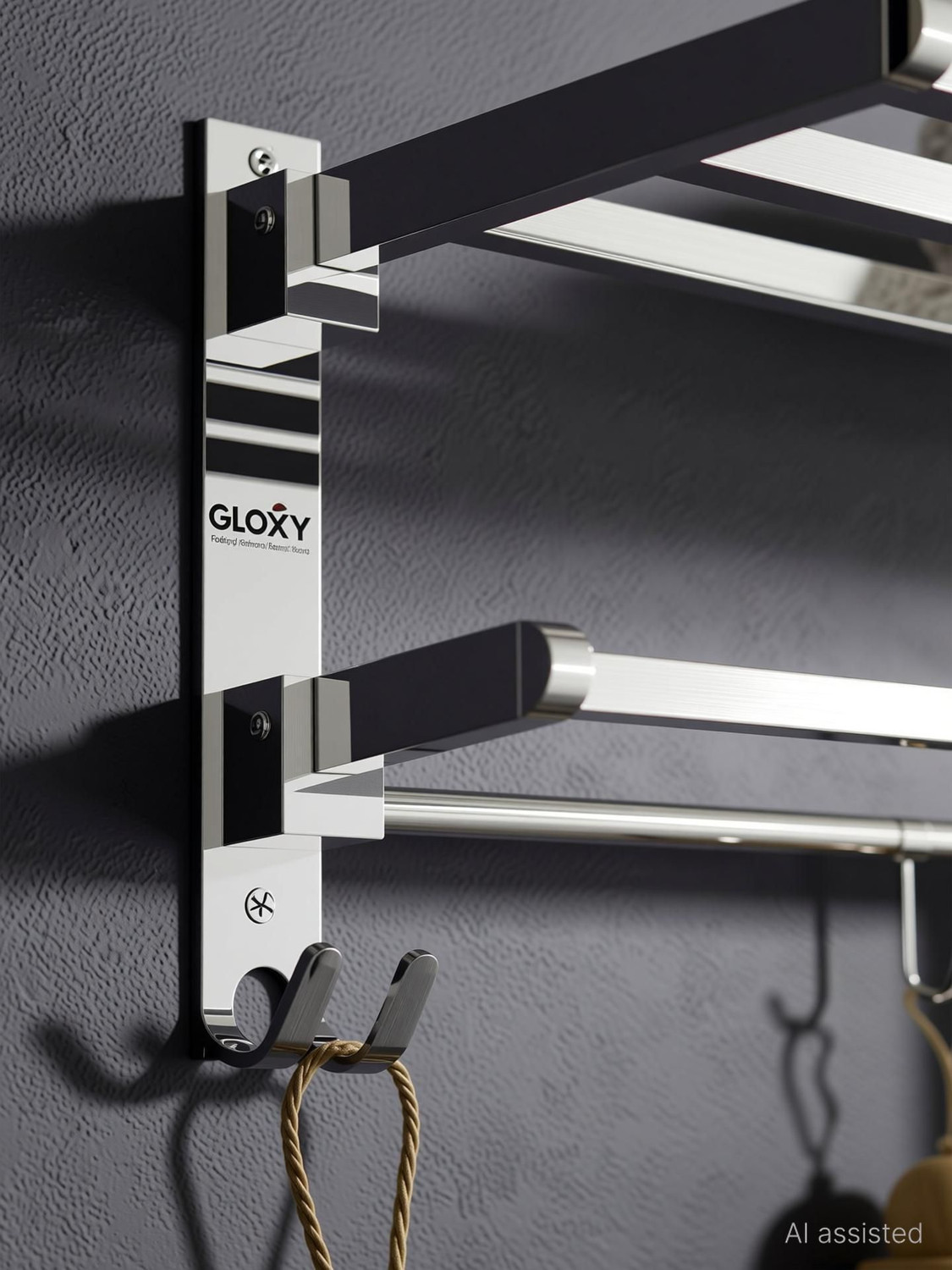 Image of GLOXY GLOXY Folding Rack for Bathroom /Stand /Hanger /Bathroom Accessories Silver 23 inch 1 Bar Towel Rod