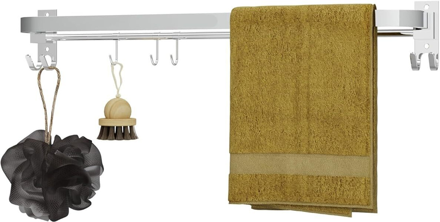 Image of SteelHaven 304 Grade 24 Folding Towel Rod /stand for Bathroom /Bathroom Accessories stainless steel Towel Holder