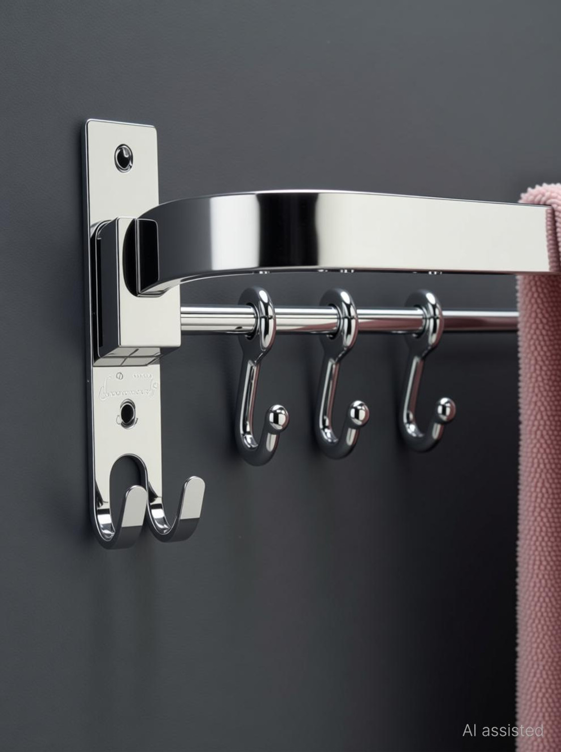 Image of Character Anti Rust 304 Folding Rod with Hooks, Towel Rack,Towel Bar 24 inch 1 Bar Towel Rod