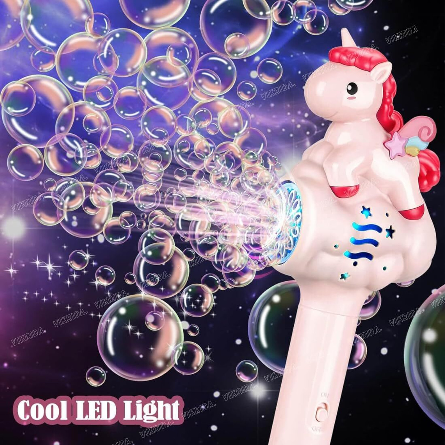 Image of VikriDa Unicorn Bubble Wand Machine with Light & Music Bubble Toy for Girls 3-5 Toy Bubble Maker