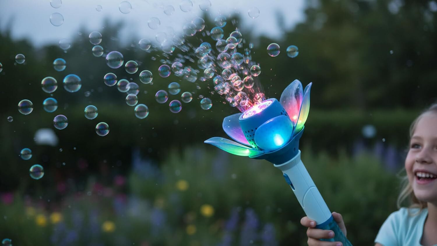 Image of Nihank 10-Hole Electric Bubble Wand Machine Gun for Kids with Rechargeable Battery Toy Bubble Maker