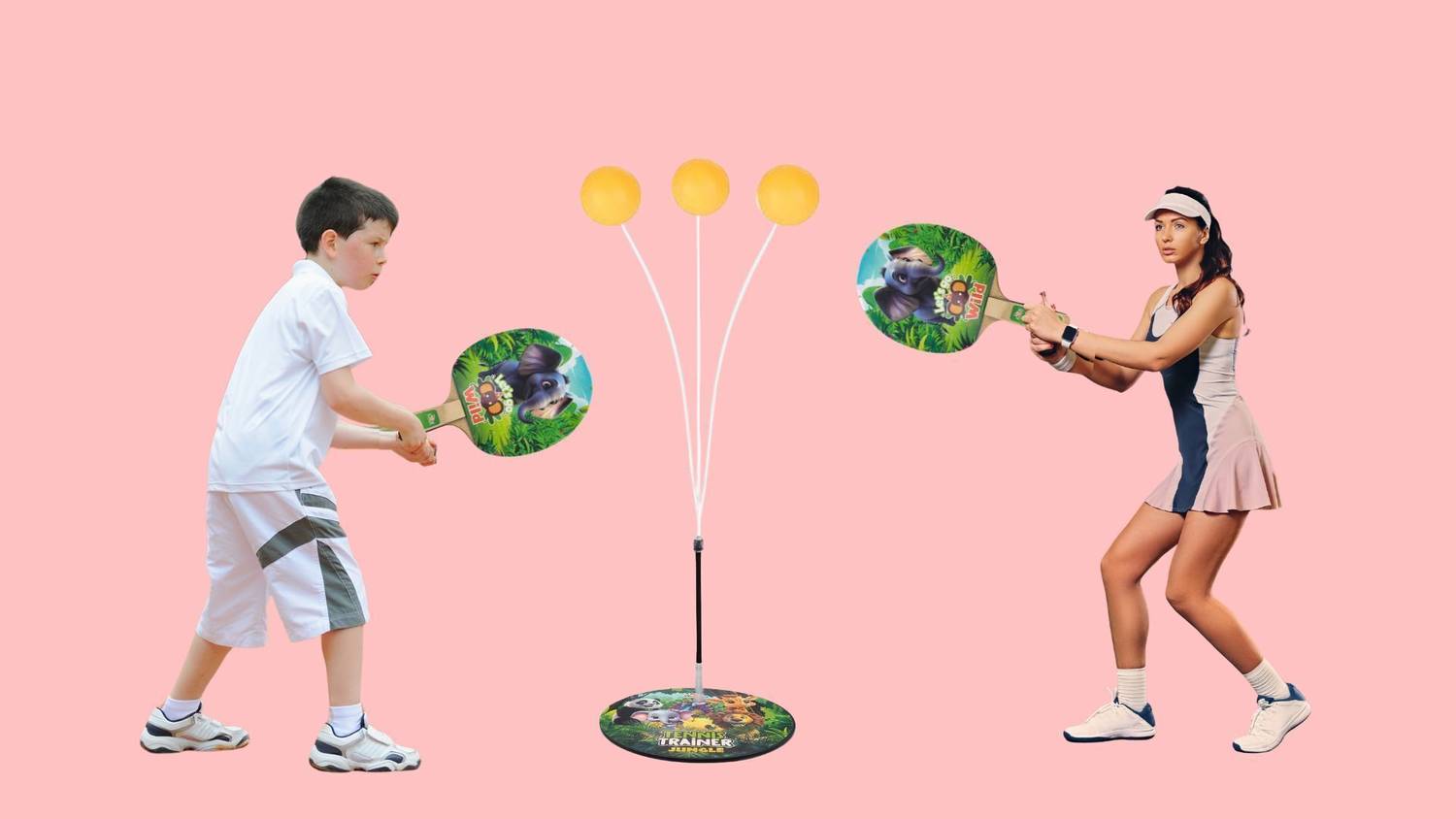 BKDT Marketing Jungle Table Tennis Trainer 2Racket & 2 Ping Pong Ball for All Age Sports Toy Table Tennis
