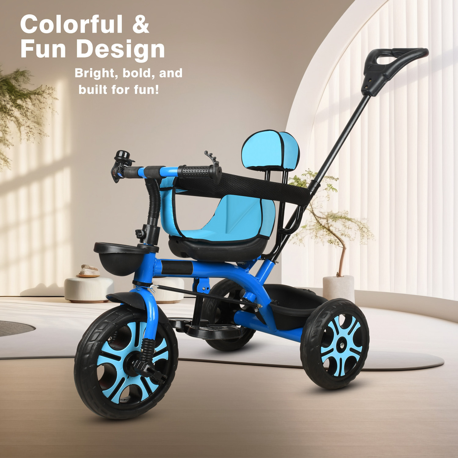 Image of BABYPOP Tricycle with Parental Handle |cycle 1 to 5 yeas and Dual Storage Basket DVPOT-13B Tricycle