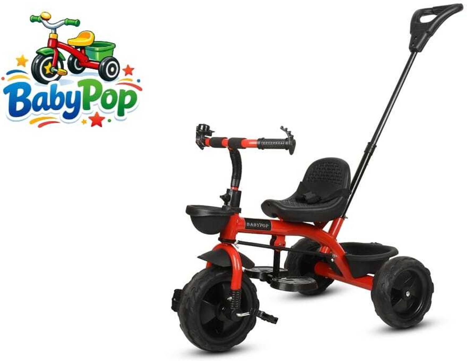 BABYPOP Tricycle with Parental Handle and For Ages (1–5 Years) DVPOT-13B Tricycle