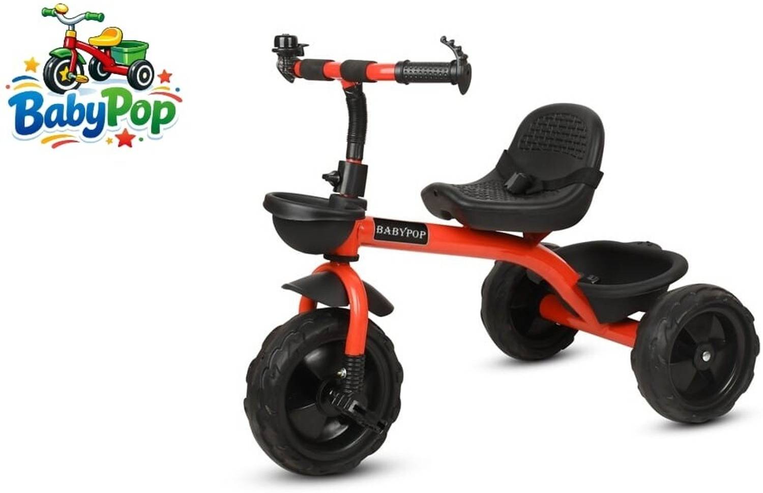 BABYPOP Tricycle with Dual Storage Basket and Seatbelt STN-BR-013 Tricycle
