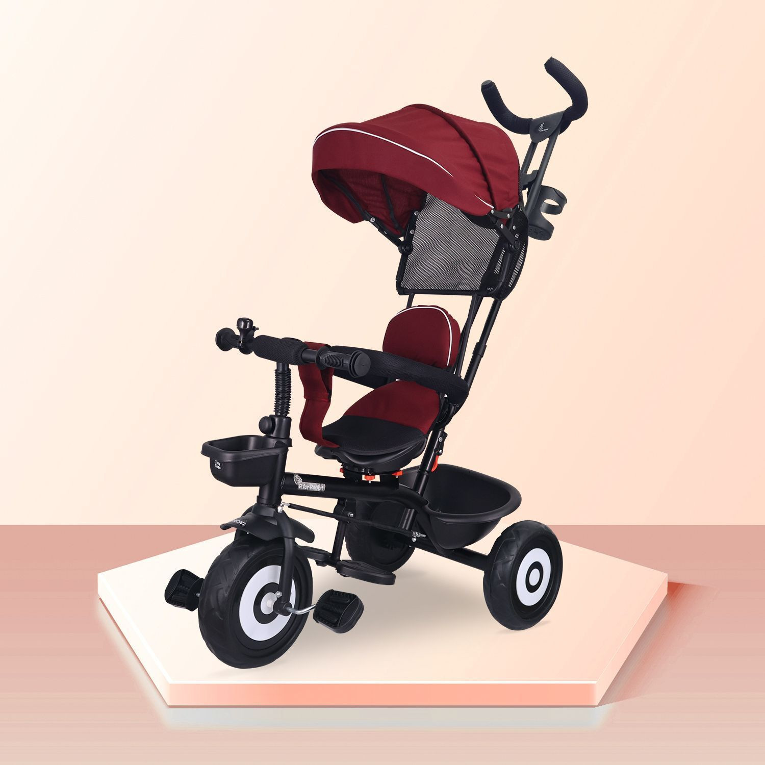Image of R for Rabbit Tiny Toes T40 Ace Baby Kids Cycle with 360 Rotatable Seat, Basket and Canopy TCTT40AMB3 Tricycle
