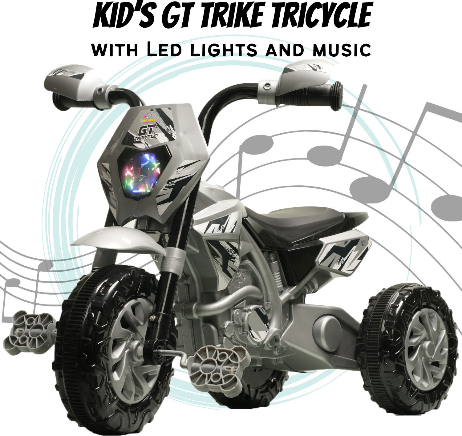 Image of DANDLES DANDLES GT Trike Sports Ride-on Bike Pedal for Kids with Musical Horn and Lights 2-5 Years Tricycle