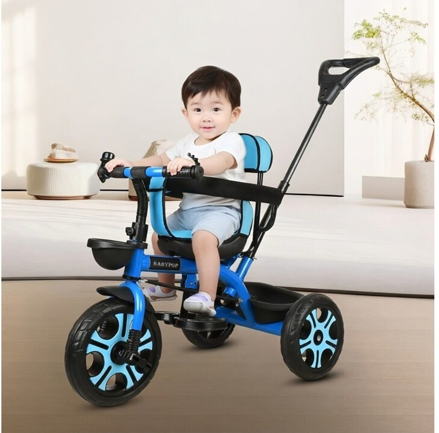 Image of BABYPOP Tricycle with Parental Handle |cycle 1 to 5 yeas and Dual Storage Basket DVPOT-13B Tricycle