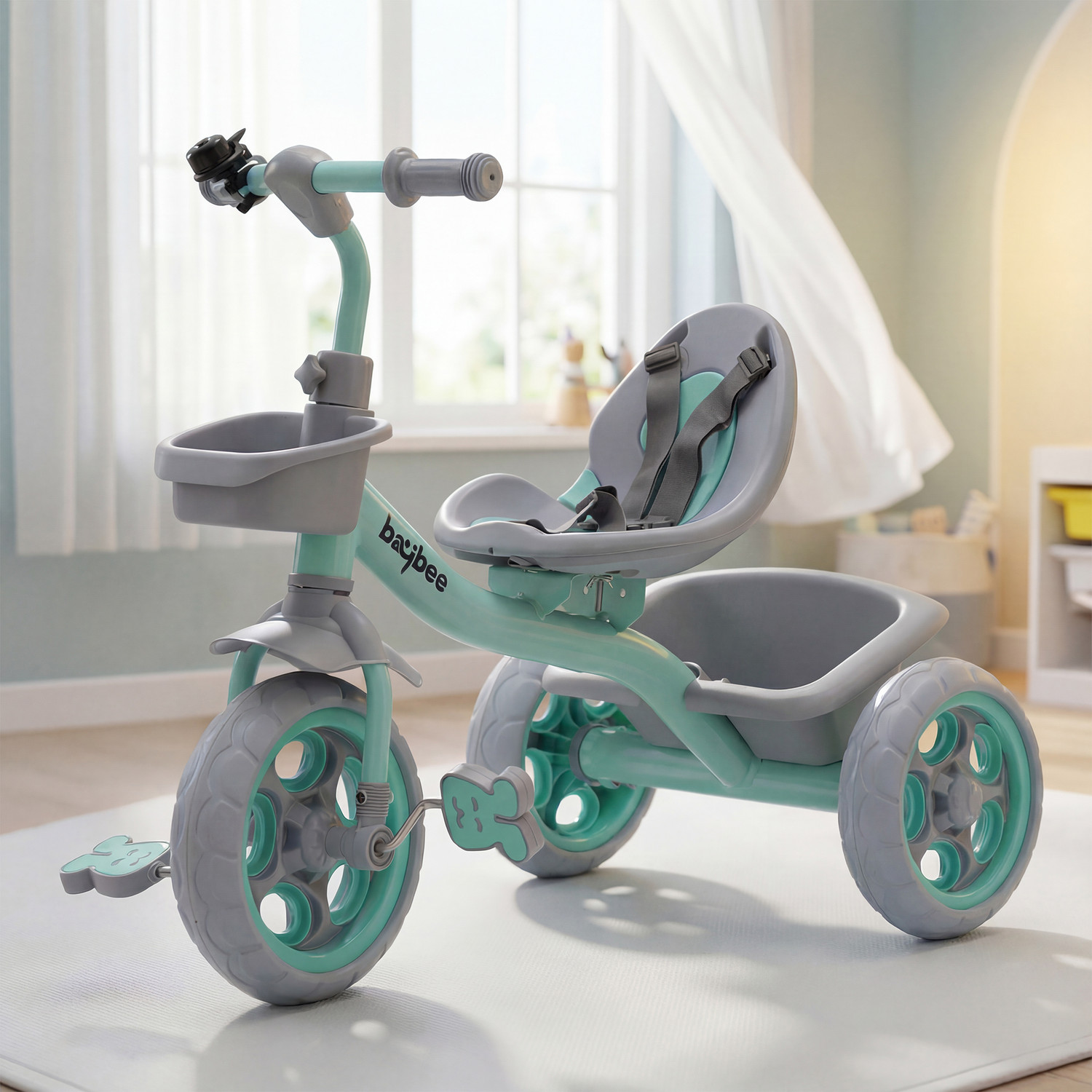 Image of baybee Beagle Baby Tricycle for Kids Cycle for 2 to 5 Years Boys Girls with Eva Wheels Safety Belt, Footrest & Front and Rear Toy Storage Basket Toddler Kids Tricycle