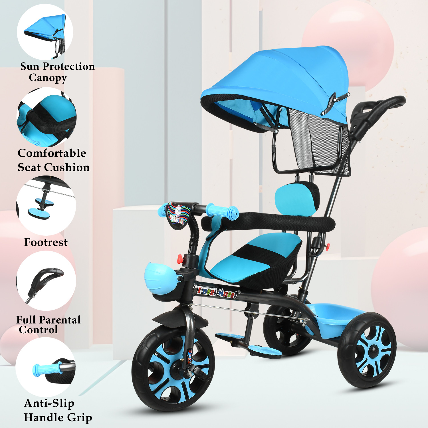 Image of DUGGI MUGGI Tricycle with Parent Push Best For 1 to 5 Years Baby Kids Tricycle