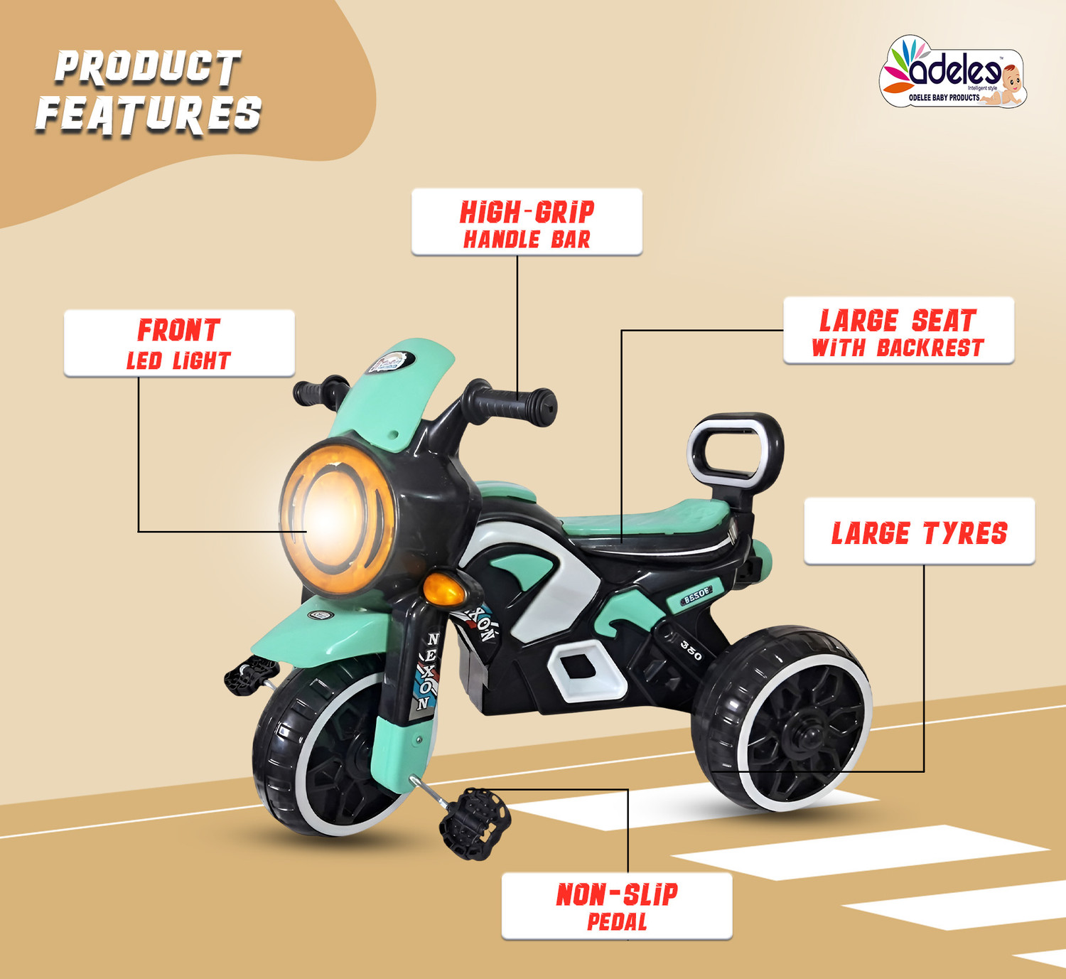 Image of ODELEE Stylish Java Bike Pedal Tricycle for Kids (3-5 years) Java Tricycle Tricycle