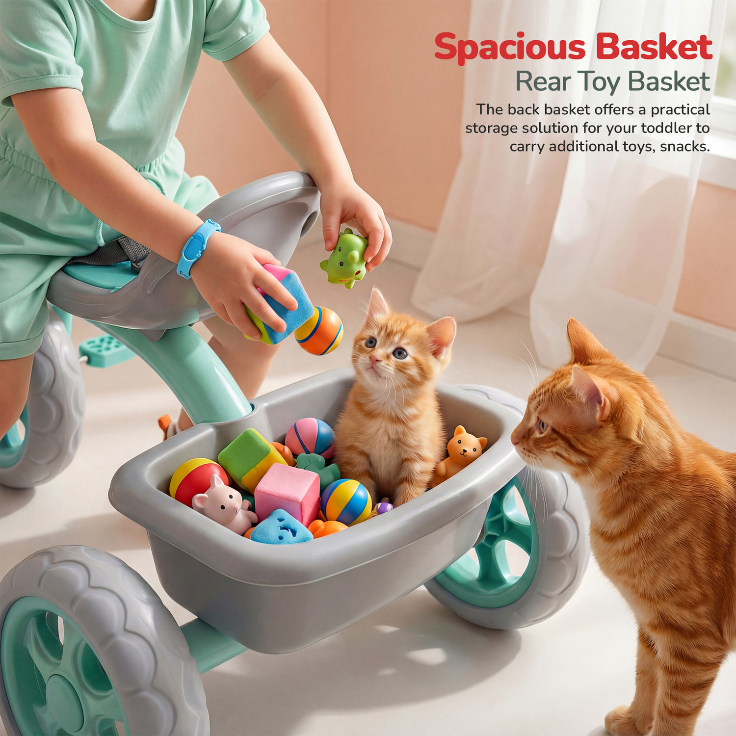 Image of baybee Beagle Baby Tricycle for Kids Cycle for 2 to 5 Years Boys Girls with Eva Wheels Safety Belt, Footrest & Front and Rear Toy Storage Basket Toddler Kids Tricycle