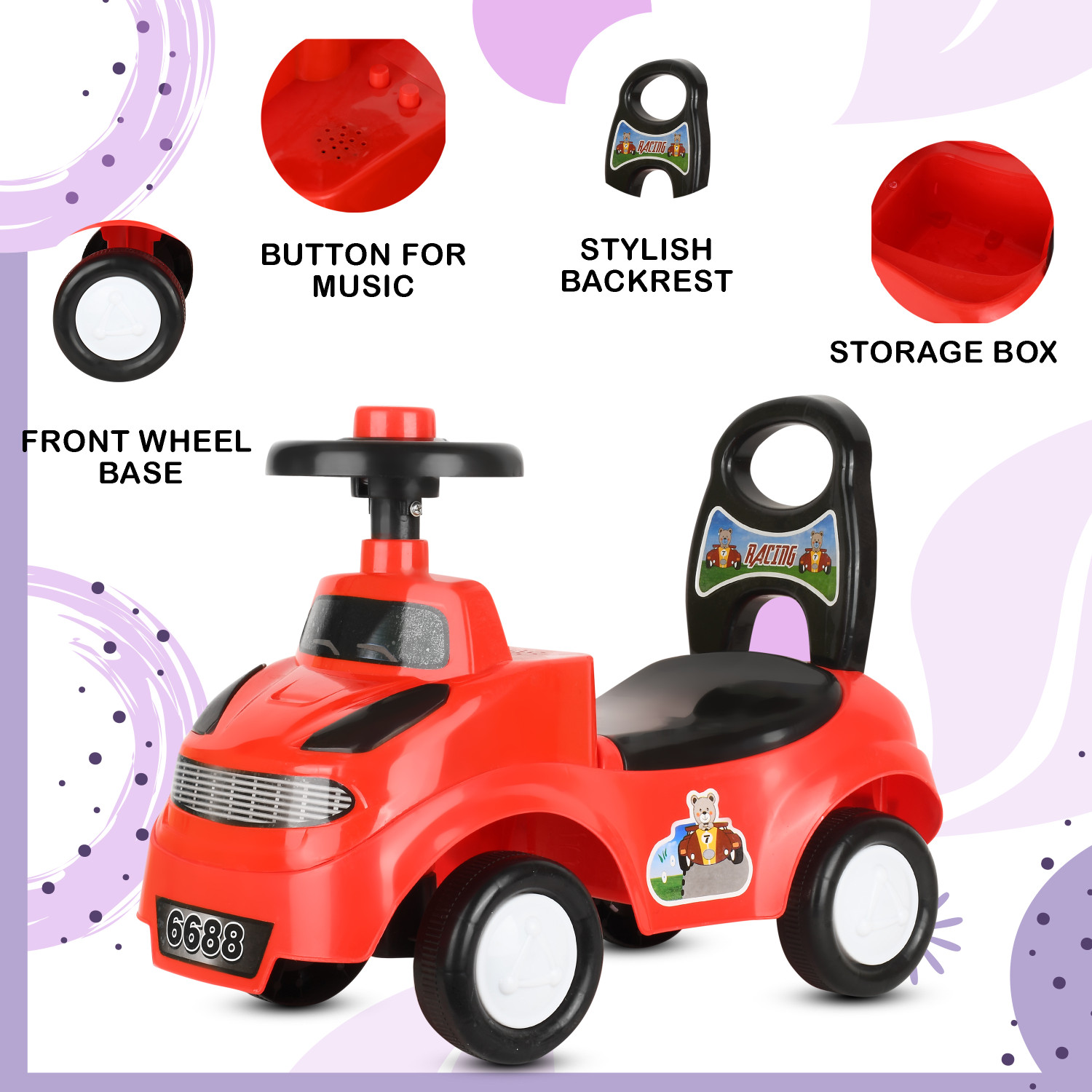 Image of TOYSHOPPEE Baby Cars for Light,Sound Kids Car Ride on Toy Baby Cars for Kids Ride On Car Baby Boys,Baby Girls Toy swift car Tricycle Tricycle