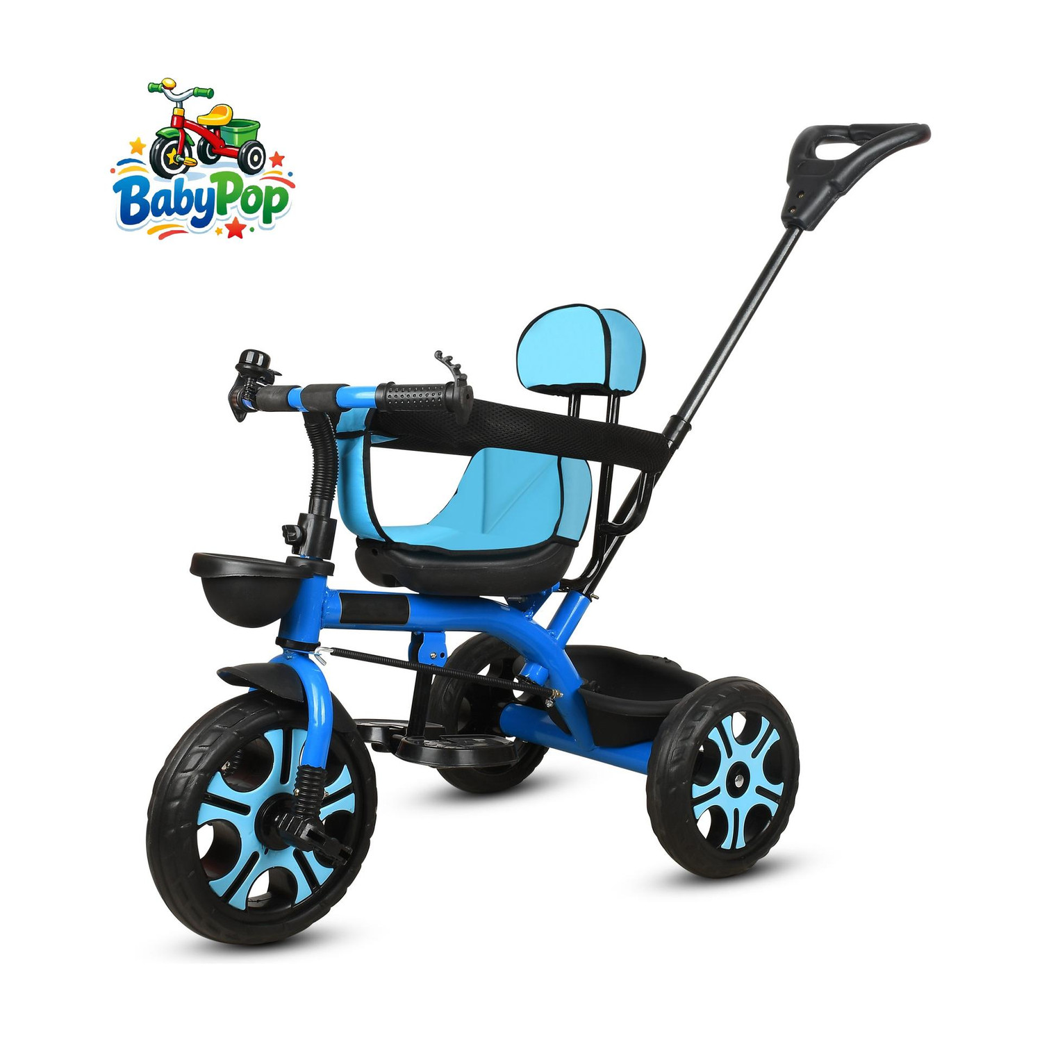 Image of BABYPOP Tricycle with Parental Handle |cycle 1 to 5 yeas and Dual Storage Basket DVPOT-13B Tricycle