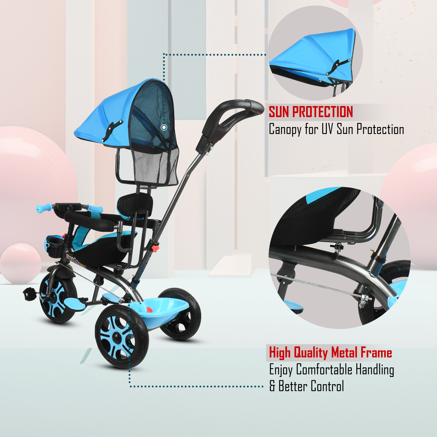 Image of DUGGI MUGGI Tricycle with Parent Push Best For 1 to 5 Years Baby Kids Tricycle