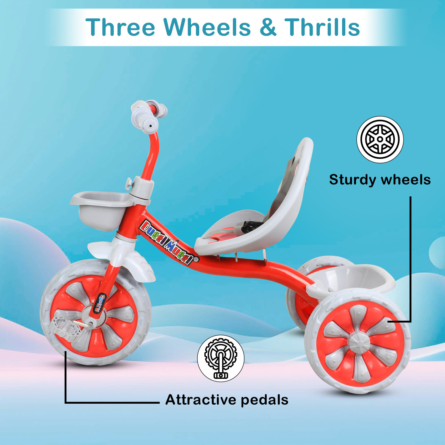 Image of TOYSHOPPEE Tricycle with Parental Contral Handle,1,2,3,4,5 Years Tricycle TRICYCLE FOR KIDS WITH WEIGHT CAPACITY 25 KG Tricycle