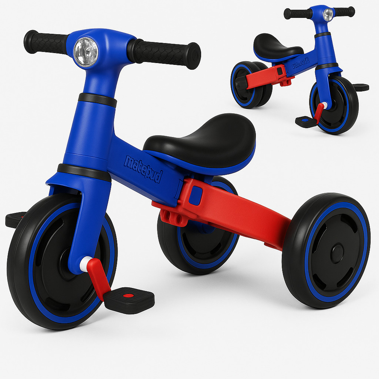 Image of Toyify 3-in-1 Toddler Tricycle | Convertible Baby Cycle with Pedals Balance Bike & Trike for Kids 1-3 Years | Indoor & Outdoor | Non-Slip Wheels Tricycle