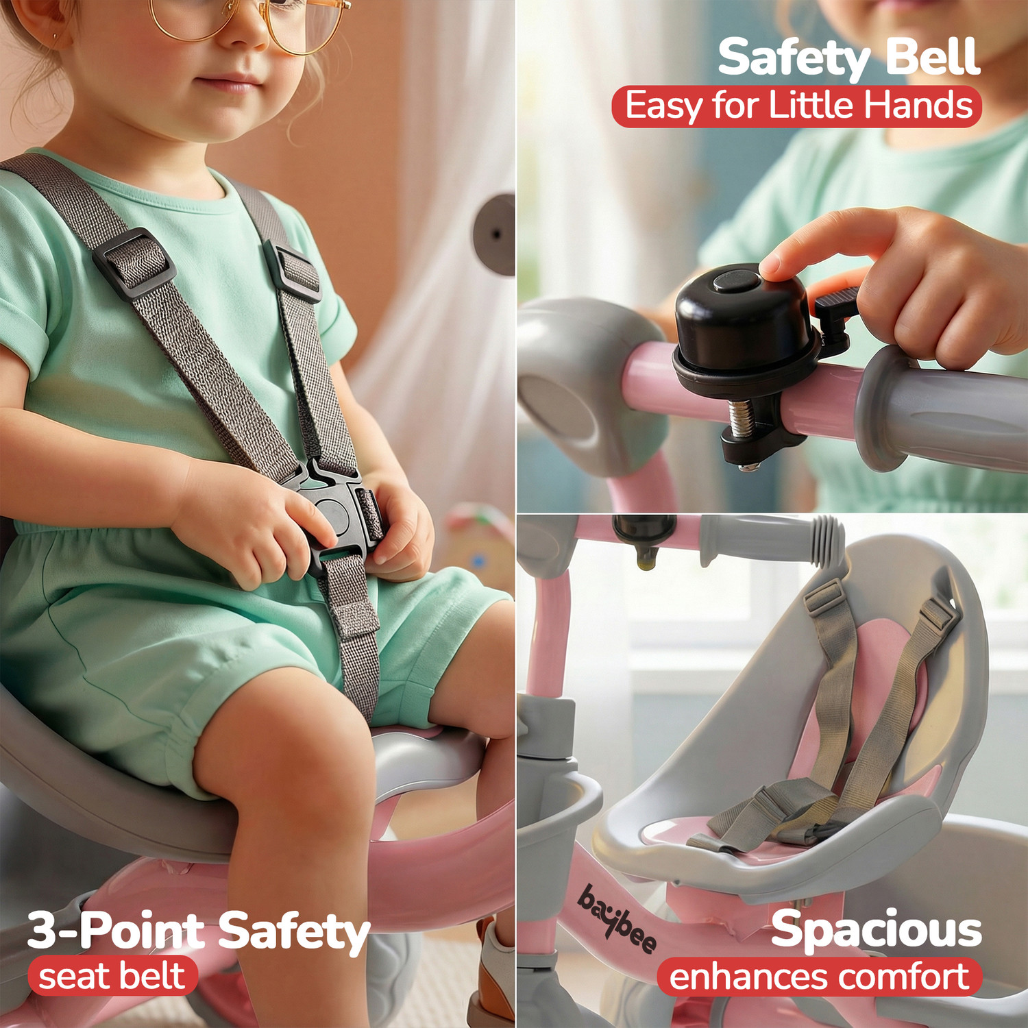 Image of baybee Beagle Baby Tricycle for Kids Cycle for 2 to 5 Years Boys Girls with Eva Wheels Safety Belt, Footrest & Front and Rear Toy Storage Basket Toddler Kids Tricycle