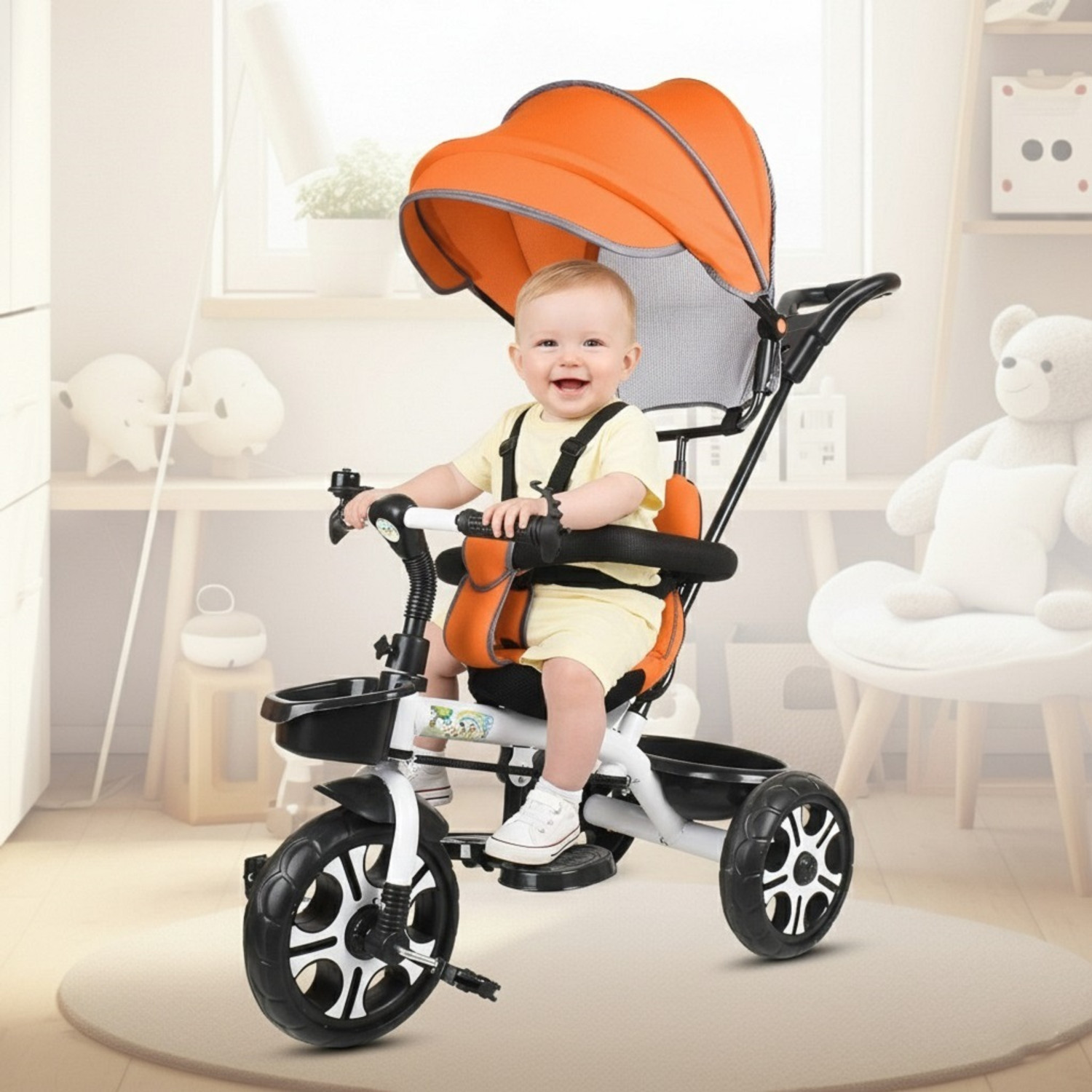 Image of LOL-FUN Tricycle with Canopy and Parental Handle 2 to 5 years DVPOT-13B Tricycle