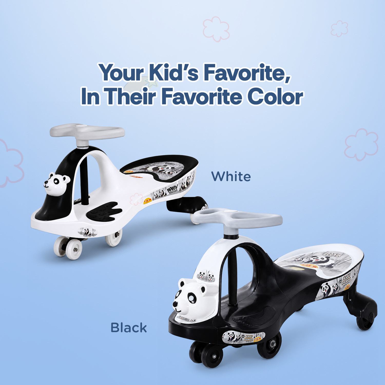 Image of kidznation Baby Panda Kids Magic Car /Swing Car Ride On baby banda car Tricycle