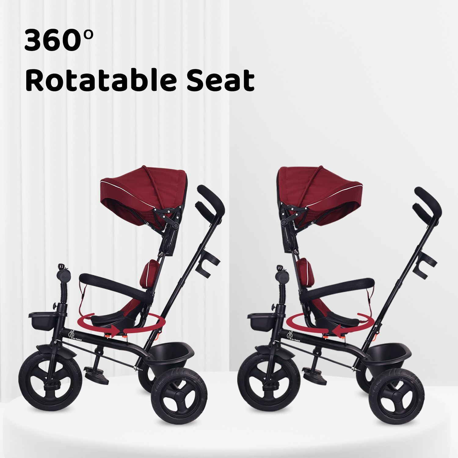 Image of R for Rabbit Tiny Toes T40 Ace Baby Kids Cycle with 360 Rotatable Seat, Basket and Canopy TCTT40AMB3 Tricycle