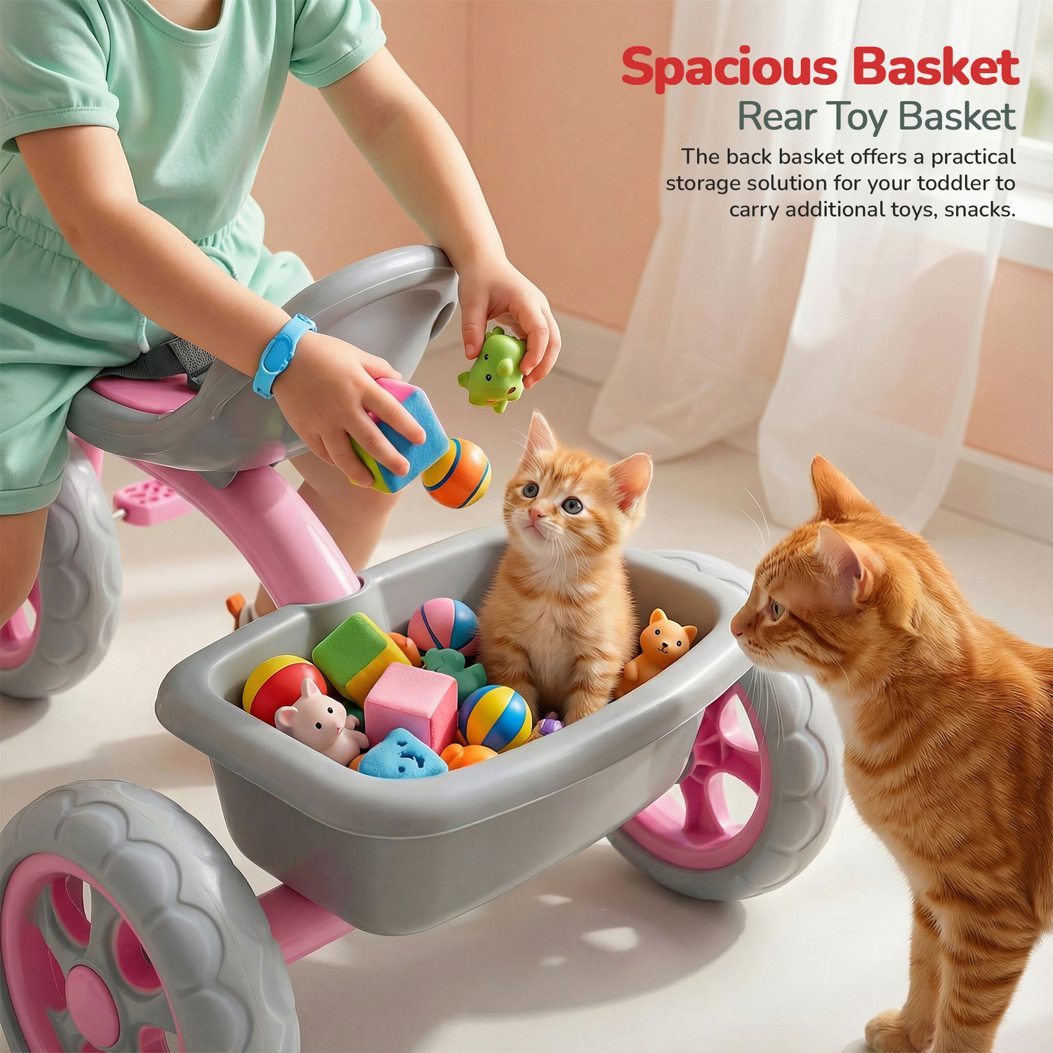 Image of baybee Beagle Baby Tricycle for Kids Cycle for 2 to 5 Years Boys Girls with Eva Wheels Safety Belt, Footrest & Front and Rear Toy Storage Basket Toddler Kids Tricycle