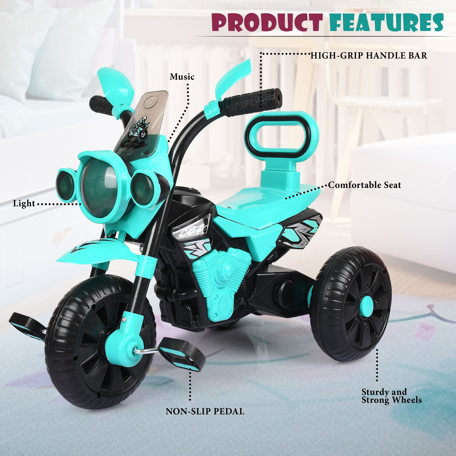 Image of Dugri Baby Primum Bullet With Music,Light Comfortable Seat tricycle Ride-on for 2-6 Years Baby Boy & Baby Girl Tricycle