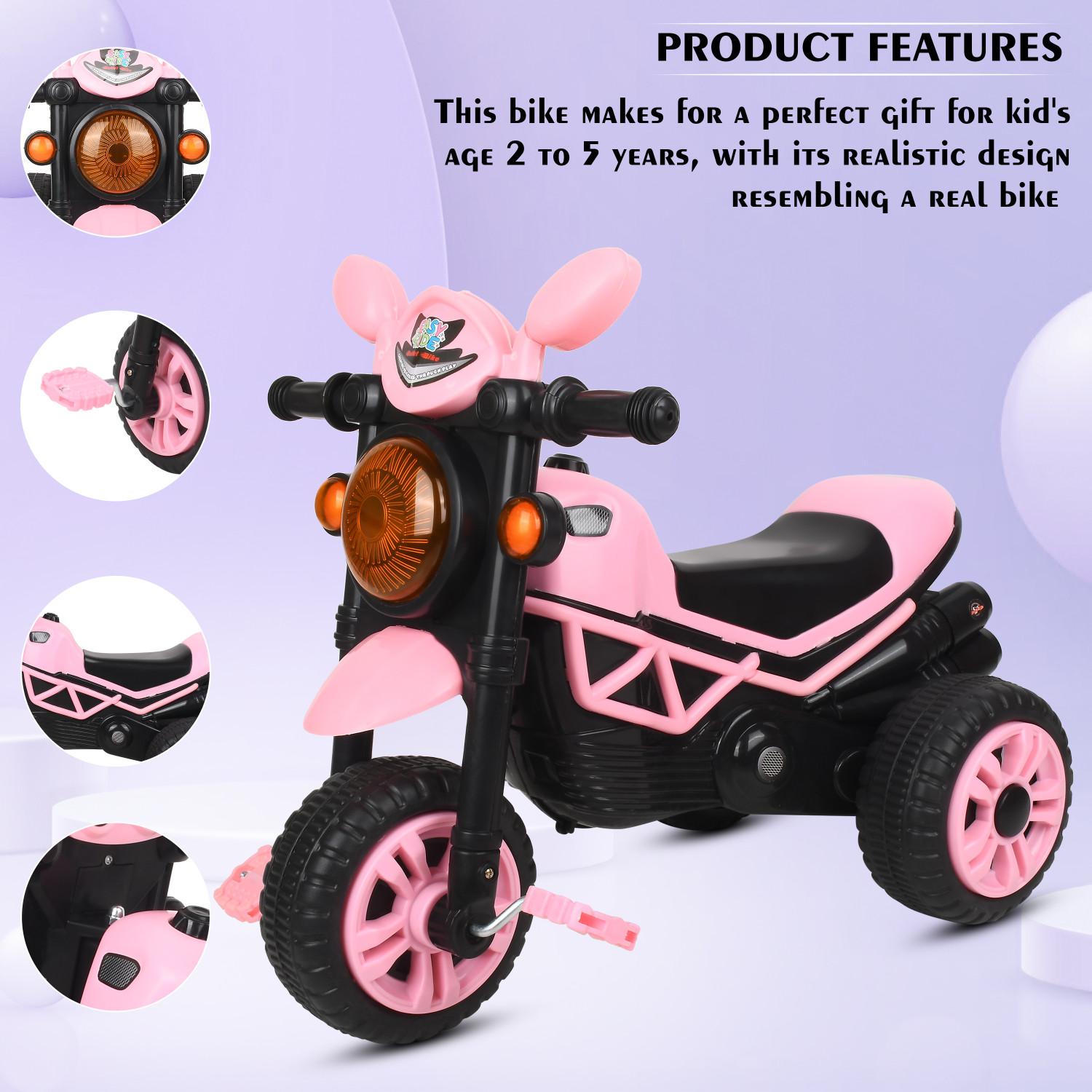 Image of LOL-FUN Bullet Tricycle Ride-on with Lights and for Ages (2-4 years) DVE-POT-11W Tricycle