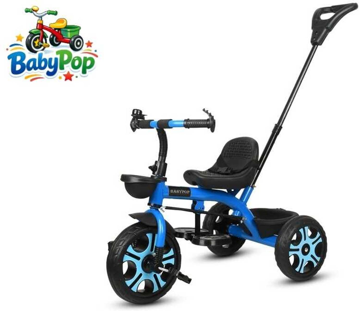 BABYPOP Tricycle with Parental Handle | Kids 3 to 5 years and Dual Storage Basket DVPOT-13B Tricycle