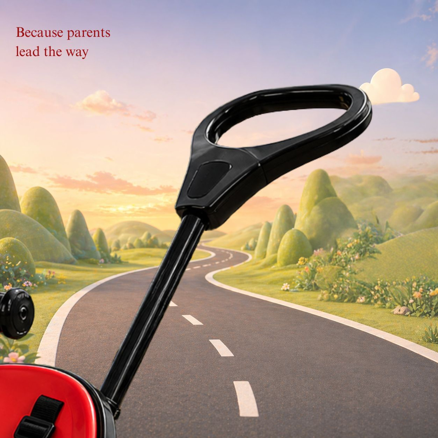 Image of Little Olive Kids Tricycle with Parent Handle, Safety Harness, Storage Basket & Wide Wheels Tricycle